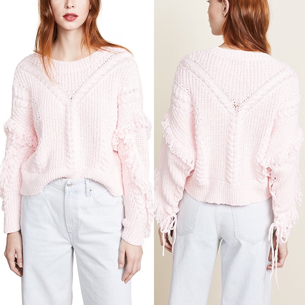[NWT] Wildfox baby pink fringe tie sweater - Picture 5 of 8